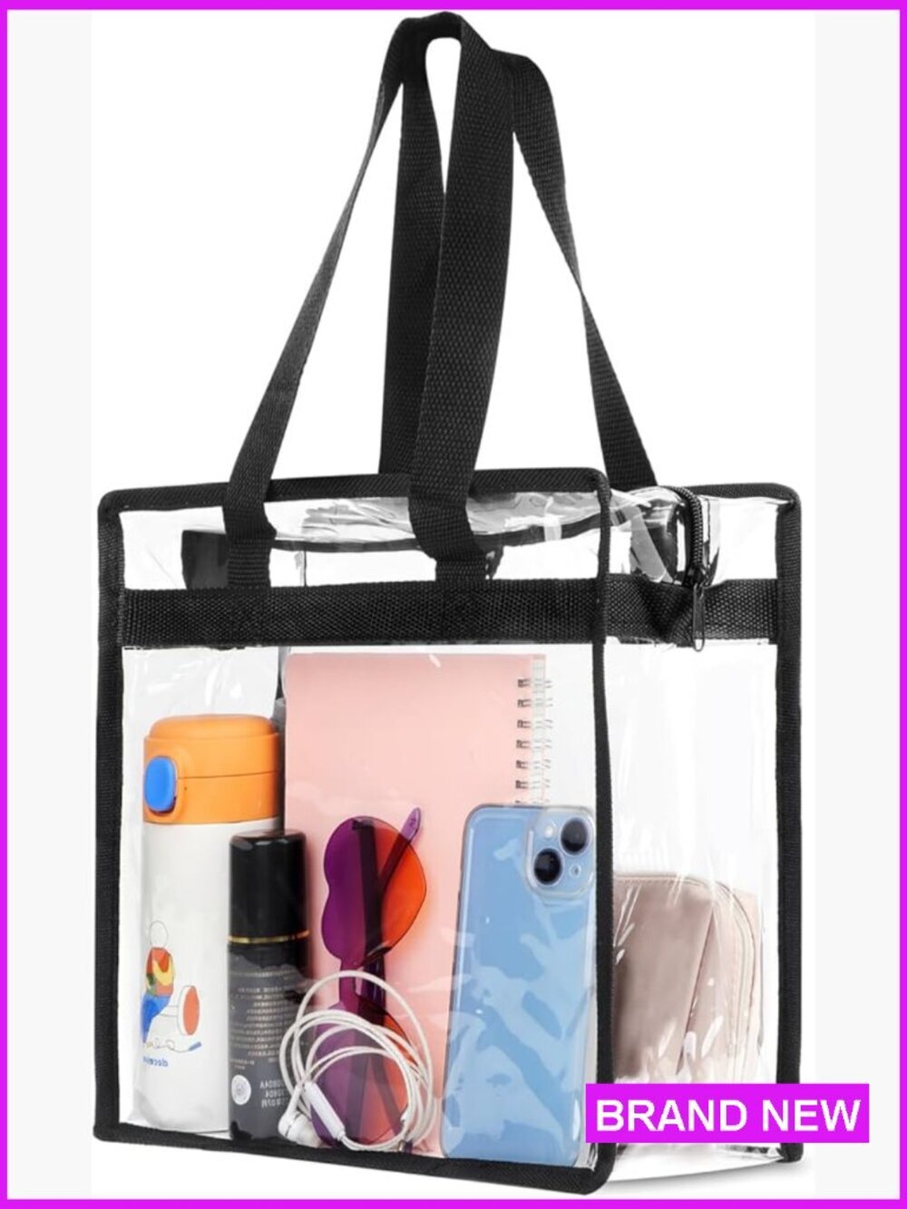 Stadium Approved Clear Tote Bag Large Capacity Waterproof PVC Zipper Tote